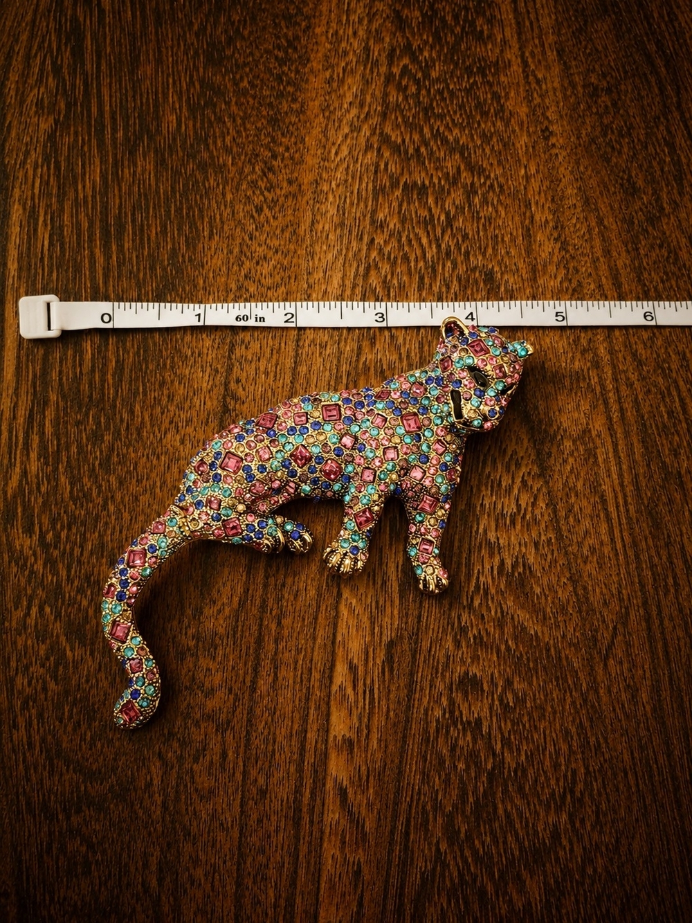 Multicolor Crystal Leopard Brooch - Sparkling Animal Pin